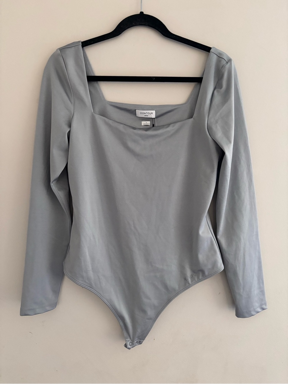 NWT Babaton Aritzia Contour Square Neck Long Sleeve Bodysuit - Silver